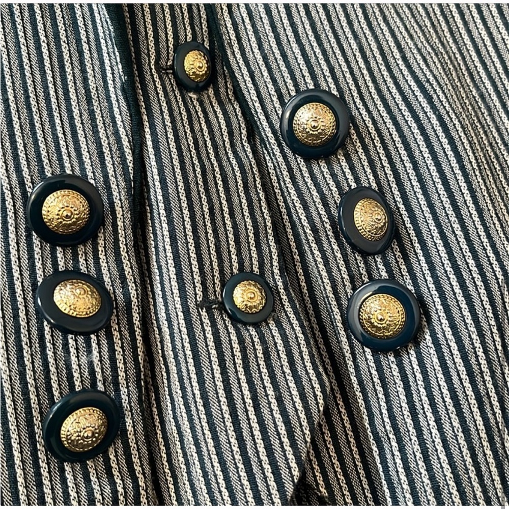 RARE-VTG JDB Green Stripe Blazer W/Built in Vest,Gold Button Detail EUC-Sz16 💛​ - Picture 2 of 14
